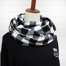 画像をギャラリービューアに読み込む, 【シーズン到来セール】綿100%厚手スヌード*白黒ギンガムチェックM*播州織