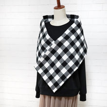 画像をギャラリービューアに読み込む, 【シーズン到来セール】綿100%厚手スヌード*白黒ギンガムチェックM*播州織