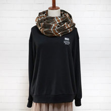 画像をギャラリービューアに読み込む, 【シーズン到来セール】綿100%スヌード*ブラウン×差し色オレンジ*チェックスヌード*播州織