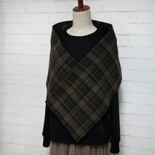 画像をギャラリービューアに読み込む, 【シーズン到来セール】綿100%厚手コットンツイードスヌード*ダークブラウンの大柄チェック*播州織