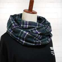 画像をギャラリービューアに読み込む, 【シーズン到来セール】綿100%スヌード*グリーン×パープルのカジュアルチェック*播州織