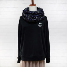 画像をギャラリービューアに読み込む, 【シーズン到来セール】綿100%起毛スヌード*ブラック&パープルのカジュアルチェック*播州織