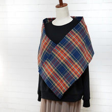 画像をギャラリービューアに読み込む, 【シーズン到来セール】綿100%厚手スヌード*ブルー×オレンジがオシャレな大柄チェックスヌード*播州織