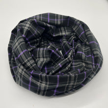 画像をギャラリービューアに読み込む, 【シーズン到来セール】綿100%起毛スヌード*ブラック&パープルのカジュアルチェック*播州織