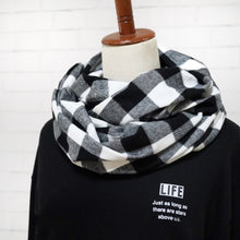 画像をギャラリービューアに読み込む, 【シーズン到来セール】綿100%厚手スヌード*白黒ギンガムチェックM*播州織