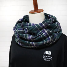 画像をギャラリービューアに読み込む, 【シーズン到来セール】綿100%スヌード*グリーン×パープルのカジュアルチェック*播州織