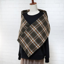 画像をギャラリービューアに読み込む, 【シーズン到来セール】綿100%スヌード*ブラウン×差し色オレンジ*チェックスヌード*播州織