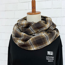 画像をギャラリービューアに読み込む, 【シーズン到来セール】綿100%スヌード*ナチュラルブラウンチェック*播州織