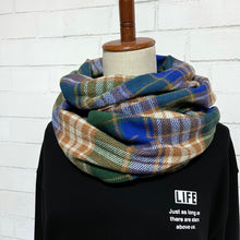 画像をギャラリービューアに読み込む, 【シーズン到来セール】綿100%厚手スヌード*ブルー×グリーンがオシャレな大柄チェックスヌード*播州織