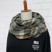 画像をギャラリービューアに読み込む, 【シーズン到来セール】綿100%厚手コットンツイードスヌード*秋色大柄チェック*播州織