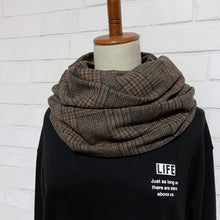 画像をギャラリービューアに読み込む, 【シーズン到来セール】綿100%厚手コットンツイードスヌード*ダークブラウンチェック*播州織