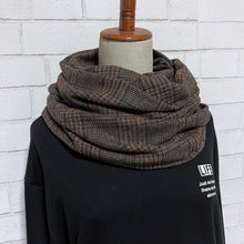 画像をギャラリービューアに読み込む, 【シーズン到来セール】綿100%厚手コットンツイードスヌード*ダークブラウンチェック*播州織