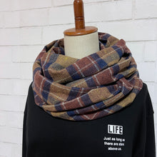 画像をギャラリービューアに読み込む, 【シーズン到来セール】綿100%厚手コットンツイードスヌード*ブラウンチェック*播州織