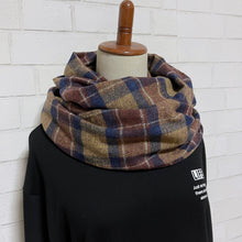 画像をギャラリービューアに読み込む, 【シーズン到来セール】綿100%厚手コットンツイードスヌード*ブラウンチェック*播州織