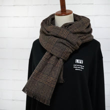 画像をギャラリービューアに読み込む, 【シーズン到来セール】綿100%大判マフラーショール*コットンツイードダークブラウンチェック*播州織