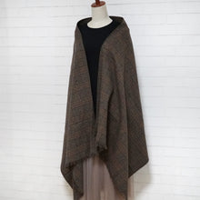 画像をギャラリービューアに読み込む, 【シーズン到来セール】綿100%大判マフラーショール*コットンツイードダークブラウンチェック*播州織