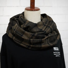 画像をギャラリービューアに読み込む, 【シーズン到来セール】綿100%厚手コットンツイードスヌード*ダークブラウンの大柄チェック*播州織