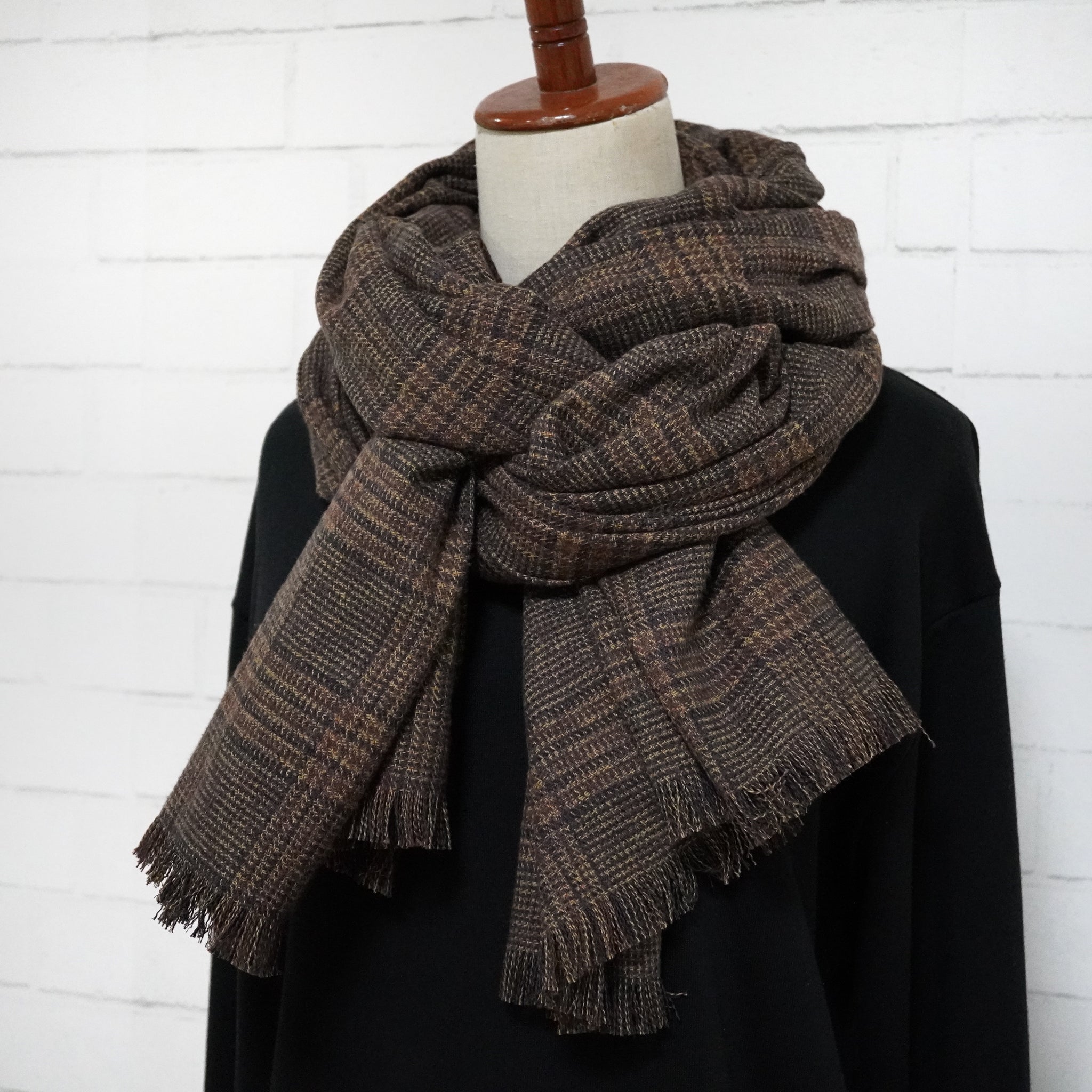 シーズン到来セール】綿100%大判マフラーショール＊コットンツイード